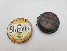 2Pc Shinola 7 Day Neutral  Black Vintage TIN Empty Shoe Shine Polish Advert