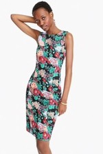 J.Crew Sleeveless Sheath Dress in Adachi Floral Size 6 Black Bi-Stretch Cotton