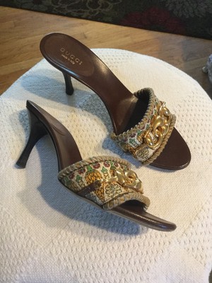 gucci print heels