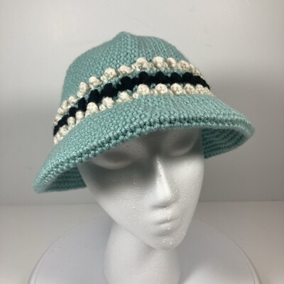 Stylish black and Green Crochet Hat Crochet Handmade Cat Hat/Beanie 100% Acrylic Color Green and  main image 2