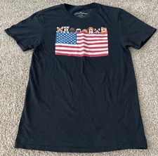 For The Love Of Paws American Flag Dogs Black T-Shirt Mens Small