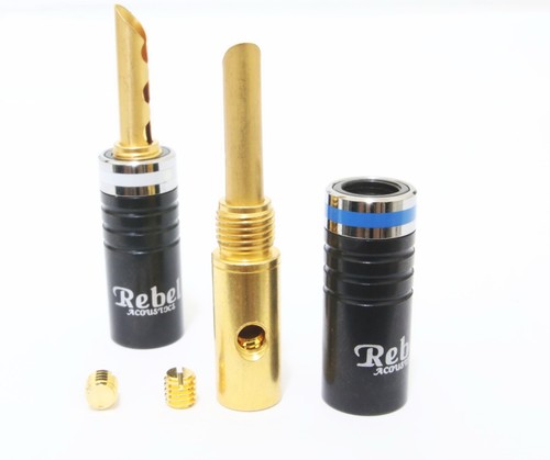 4 pz TROMBA waves banana rame oro altoparlante amplificatore spina cavo - Foto 3 di 5