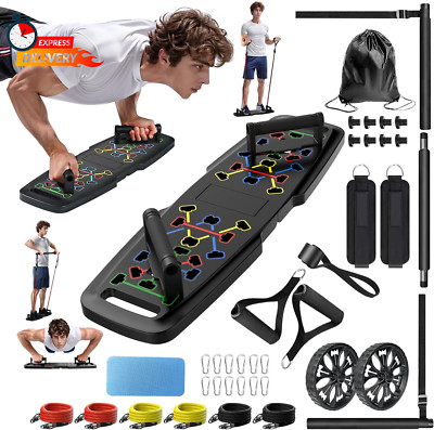 Push Up Board,Home Gym,Portable Exercise Equipment,Pilates Bar and 20 Fitness Ac
