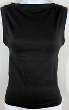 Zenana Black smooth seamless tank womens S / M wear 2 Way boat round neck