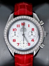 $9,250 Omega 37mm SpeedMaster Stainless Steel Diamond Chronograph MOP Watch 3815