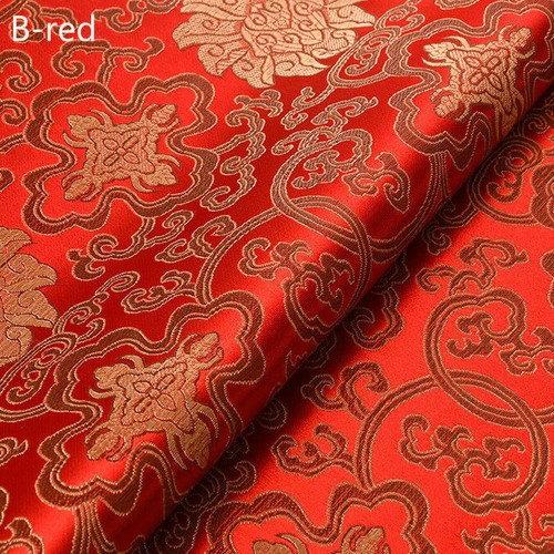 Chinese Silk Satin Floral Fabric Tang Suit Costume Cheongsam Dress By Metre Red - Picture 9 of 43