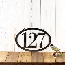 Personalized Contemporary Metal House Number Sign, Custom Oval Address Plaque