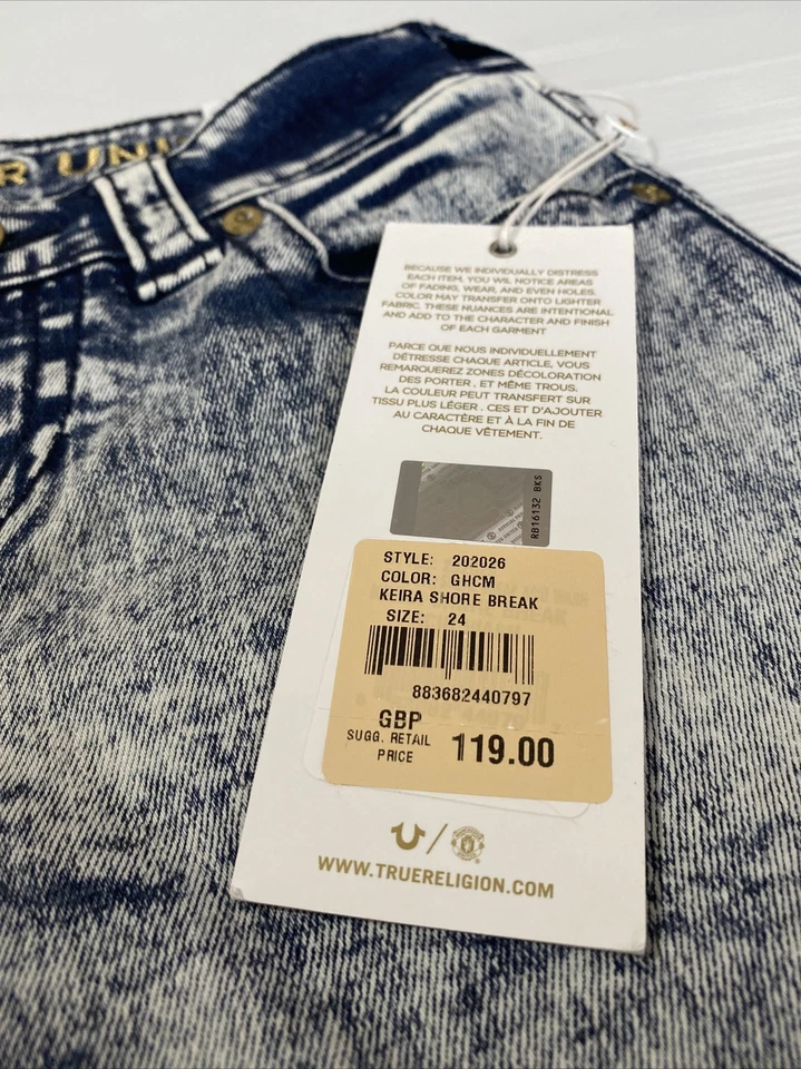 True Religion Jean Shorts Mid Rise Keira Shore Break W24 RRP £119 - Image 2 of 4