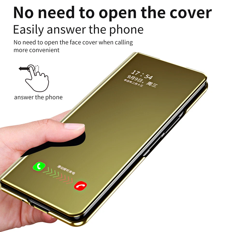 For Samsung Galaxy Z Fold5/4/3/2 Cover Magnetic S-View Mirror Plating Stand Case - Image 3 of 4