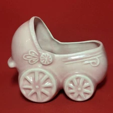VTG Pink Ceramic Bay Buggy Stroller Planter