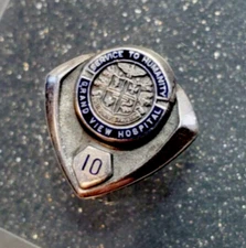 10 YEAR STERLING SILVER Grand View Hospital Blue Enamel Service To Humanity Pin
