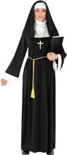 Women s Black Nun Costume  Cross S - 3XL Ladies Sister Mother Halloween Robe