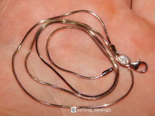 14K YELLOW GOLD ITALIAN 1 MM SNAKE CHAIN DIAMOND CUT NECKLACE 18.25 INCHES LONG - Picture 7 of 7