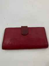 TUSK Lipstick Red Pebbled Leather Credit Card Checkbook File Wallet EUC