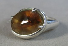 Vintage Sterling Silver Oval Smoky Quartz Ring 5.6g Size 7.5 J3099