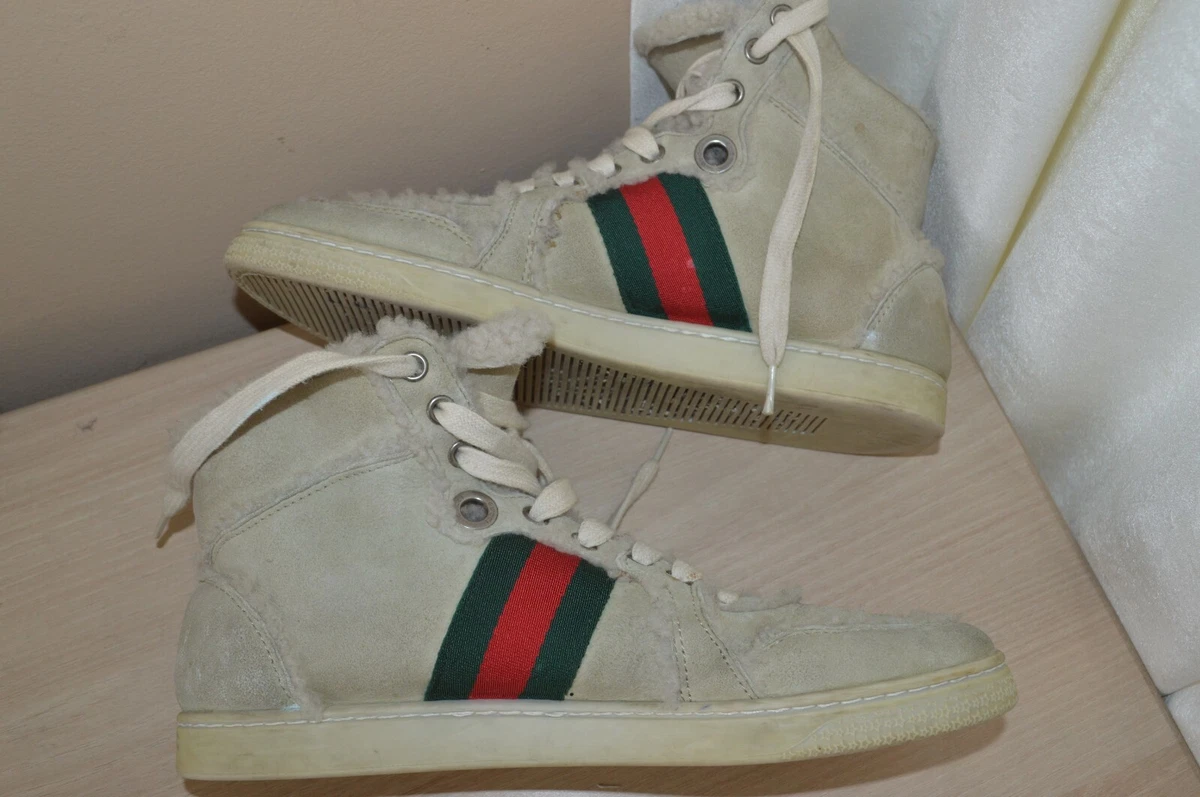 Gucci - Men - Suede-Trimmed Monogrammed Canvas High-Top Sneakers Neutrals - UK 11