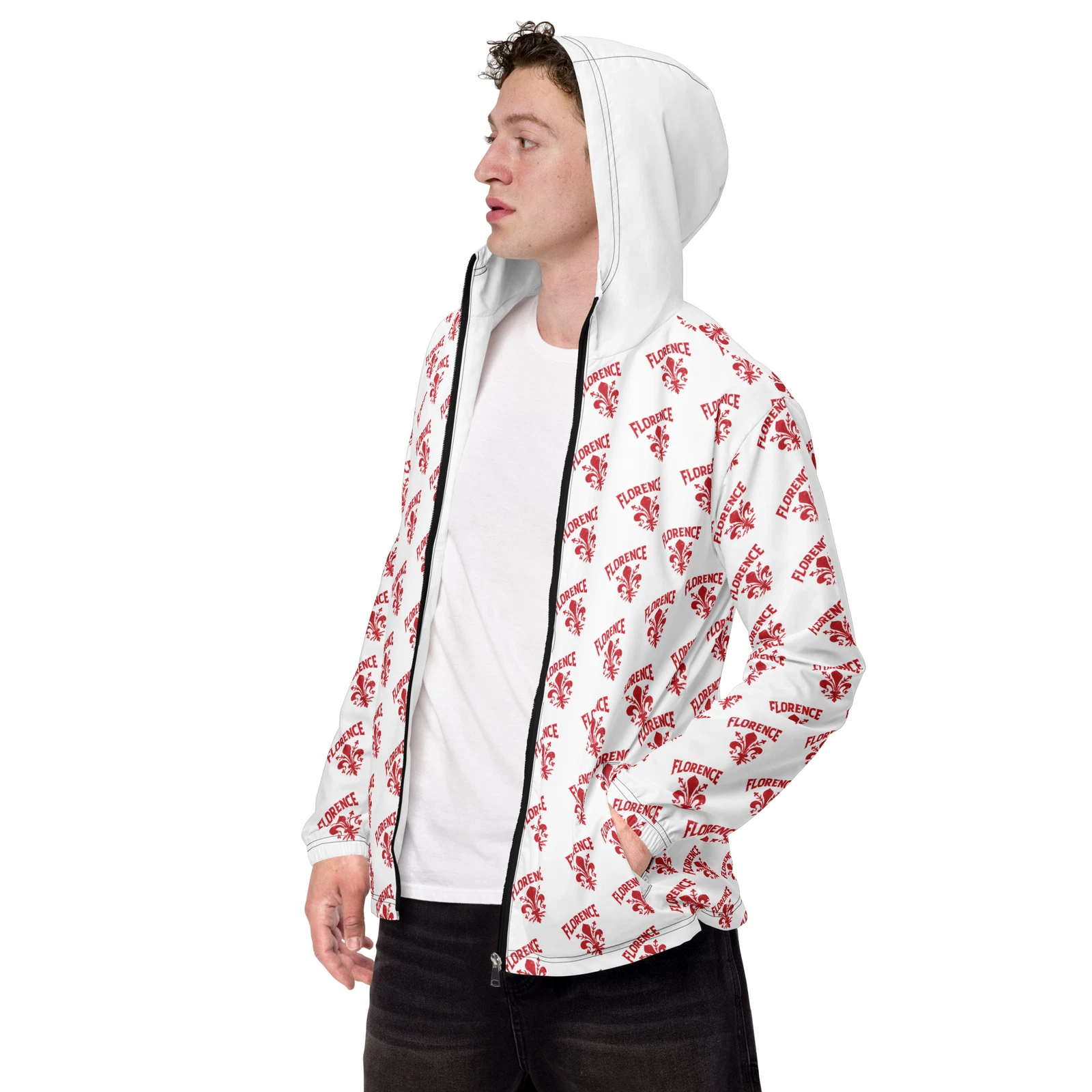 Men’s windbreaker All-Over Print Giglio Fiorentino Florence Lily Design