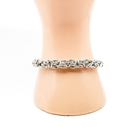 Vintage Heavy Sterling Silver Byzantine Link Bracelet Size 7.5 Inches - Picture 2 of 3