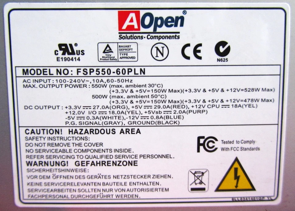 AOpen FSP550-60PLN Netzteil 550 W - Bild 3 von 4