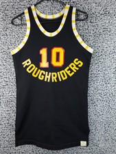 Vintage 1970s Powers Mfg Co Roughriders Basketball Jersey #10 Black Yellow White