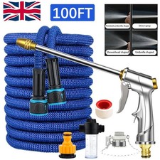 100FT Stainless Steel Garden Hose Pipe Water Rust-Proof Kink-Free With Spray Gun