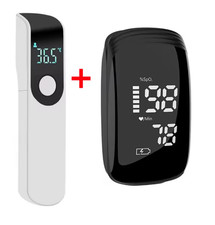 Rechargeable Oximeter Infrared Fever Thermometer Digital LCD Infant Adult Non