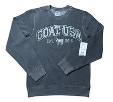 GOAT USA Linden Crewneck Sweatshirt Men's XS Pepper Gray Vintage Wash NWT 55