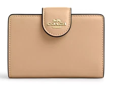 💛Coach Medium Corner Zip Wallet - CR791 Tan Beige Refined Calf Leather - NWT