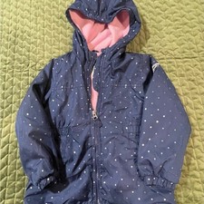 Oshkosh BGosh navy polka dot pink coat with hood size 4T