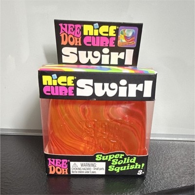 NeeDoh Nice Cube Swirl Super Solid Squish Squeeze Toy Orange 25319YP