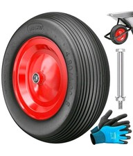MASKO Schubkarrenrad Vollgummi PU mit Achse Ersatzrad Schubkarre Gummirad Reifen