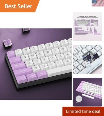 Exquisite 169-Key PBT Keycaps Set in White/Purple Japanese Style for Mechanic...