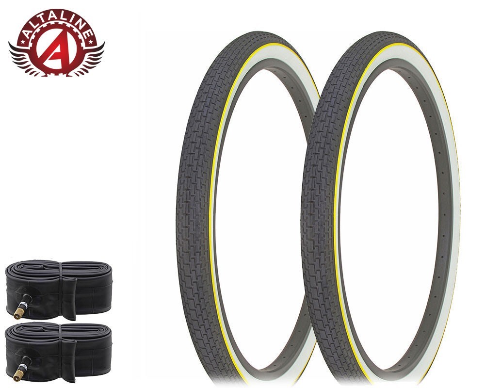 AltaLine 26x2.125 Mini Brick Bicycle Tires Classic Cruiser Multi Colors w/Tubes.