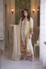 Pakistani Salwar Kameez Set Embroidered Kurta Pant Dupatta Women's Ethnic Suit