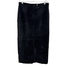 Lauren Ralph Lauren Skirt Women  s 10 Black Suede Leather Pencil Midi Vintage