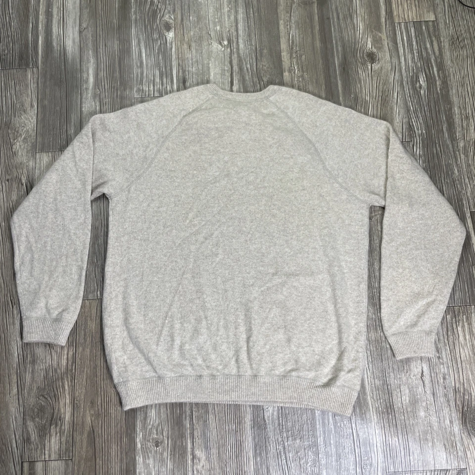 Vtg Lands' End Cashmere Sweater Mens L Oatmeal Soft Ribbed Cuff Hem - Image 4 of 4