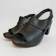 Born Black Leather Heeled Slingback Sandals Women’s Size 9M –Comfort Platform
