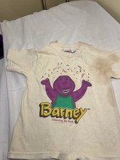 Vtg 1990s Barney Shirt Kids Purple Dinosaur Lyons Group Sz 5 10 Year Anniversary