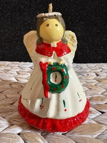Vintage-Style Christmas Angel Candle Holding Wreath – 4.5” Holiday Decoration - product listing photo