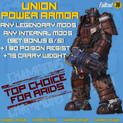 #ad #ad FALLOUT 76 PC CUSTOM UNION POWER ARMOR ANY LEGENDARY AND INTERNAL MODS $80.00