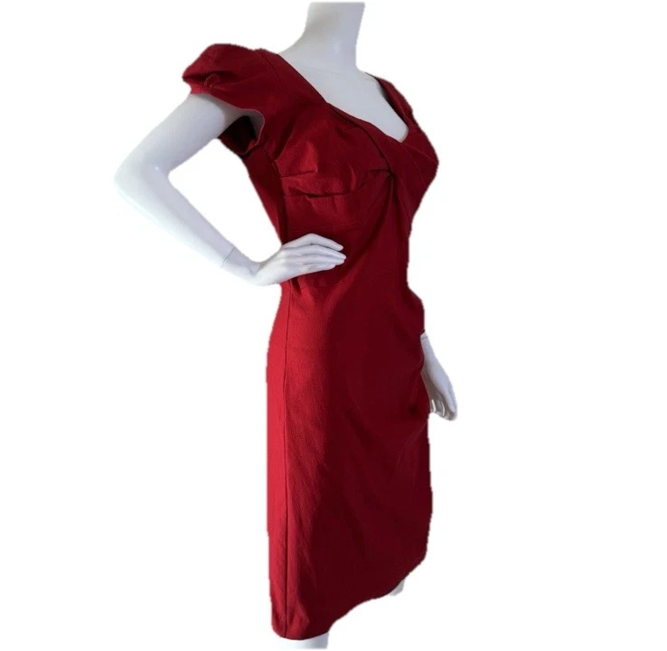 Vestido Pinup Retro Stop Staring Billion Dollar Baby Rojo Elástico Movible Talla 16 V4 Foto 4 de 4