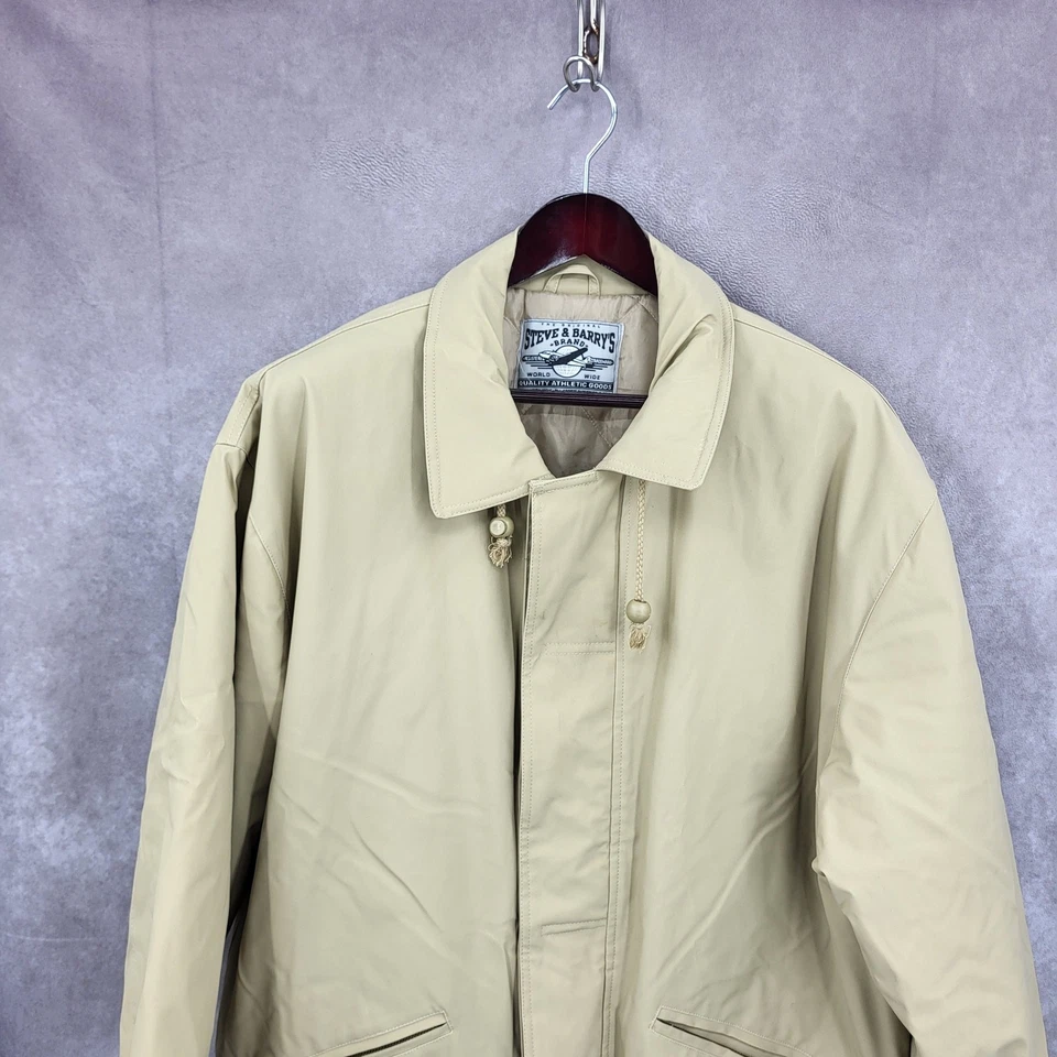 Steve & Barrys Jacket Mens XL Beige Full Zip Quilt Lined Coat Hunting Outdoors - Image 3 of 4