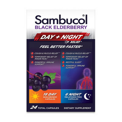 Sambucol Black Elderberry Day & Night Relief - Feel Better Faster Cough & Mucus