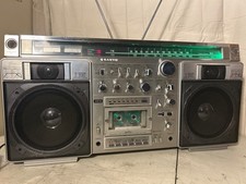 silver Sanyo M-X920 am fm 2 band radio boombox cassette deck limited functions