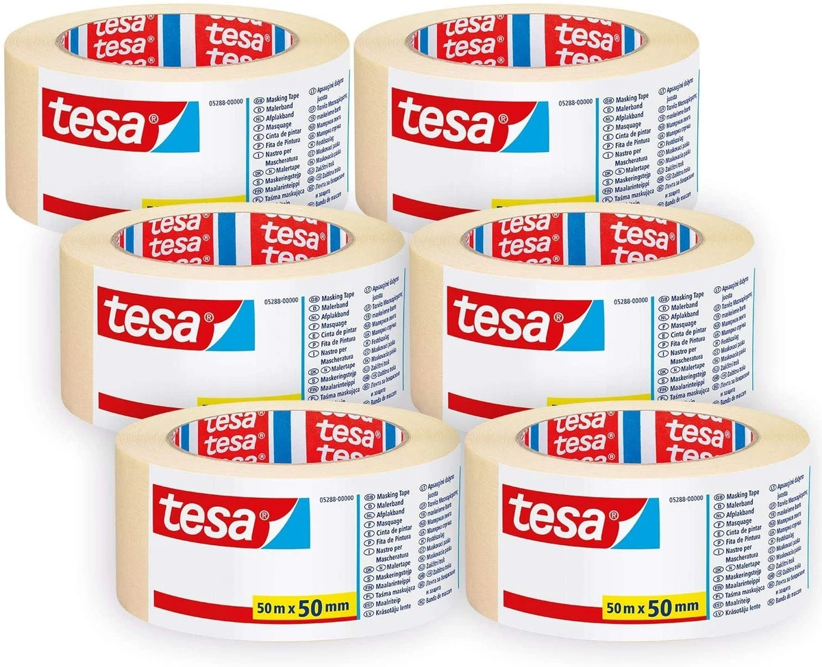 (0,09€/1m) 6 Rollen tesa 5288 Malerband Malerkrepp Basic, Abdeckband, Kreppklebe
