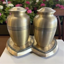 Companion Brass /Bronze Finish  Creamation Urns With Elegant Heart Base ~Defects