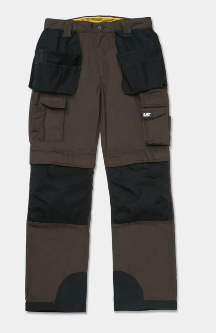 CAT Men's Dark Earth Brown Trademark Work Cargo Tool Holster Pant Size 34x30