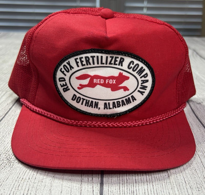 Vintage Red Fox Fertilizer Hat Snapback Mesh Dothan Alabama Farm
