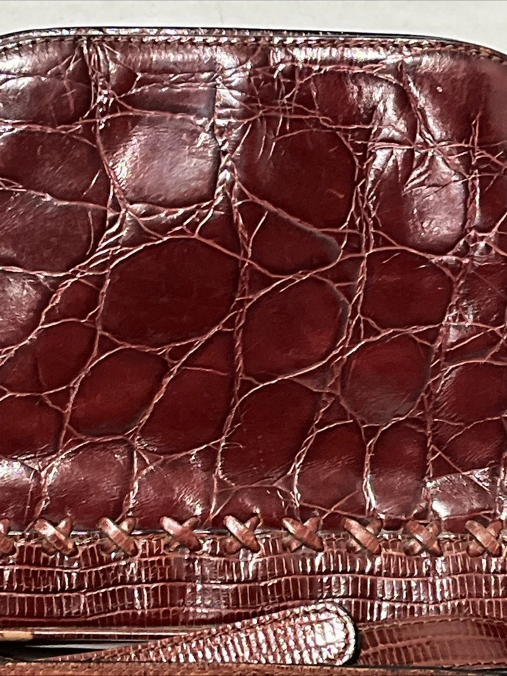 Valerie Stevens винтажный бедствия кожи крокодила наплечная сумка сумочка регулируемый - Изображение 3 из 4