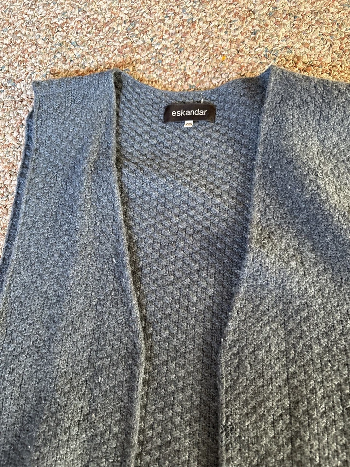 Women’s Eskandar Blue Textured Oversize Wool Open Vest OS Soooo Soft!! - Image 2 of 3